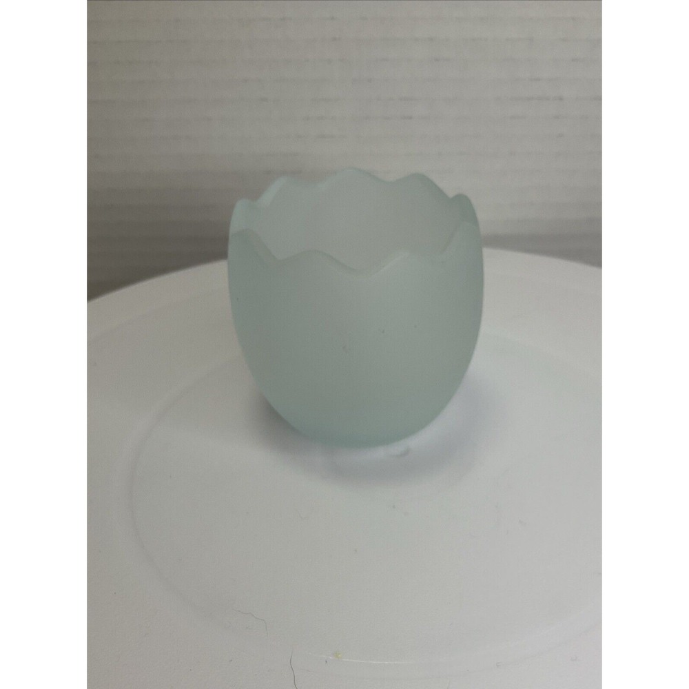 Vintage Biedermann‎ Light Blue Frosted Glass - Broken Egg Votive Candle Holder - Picture 2 of 7